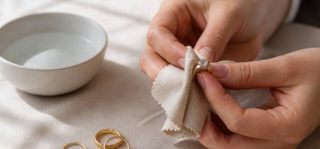 Ringen schoonmaken en onderhouden: zo blijven ze langer mooi Handen maken een ring voorzichtig schoon met een zachte doek